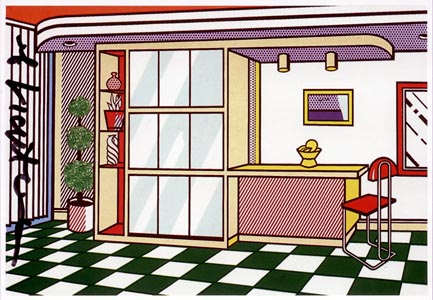 Roy Lichtenstein, Interior with Built-in Bar - signed artcard, 0105.jpg